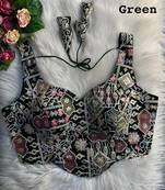 Green partywear antique cording work corset style blouse for women