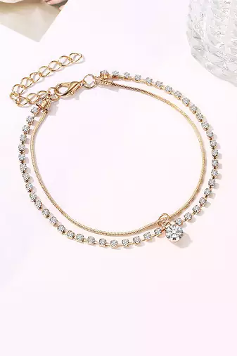 Gold plated cubic zirconia studded anklet stylish payal jewellery for girls & women (px8al01g)