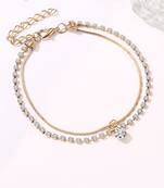 Gold plated cubic zirconia studded anklet stylish payal jewellery for girls & women (px8al01g)