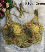 Green partywear antique cording work corset style blouse for women