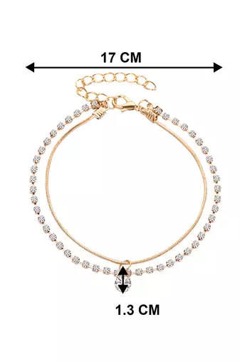 Gold plated cubic zirconia studded anklet stylish payal jewellery for girls & women (px8al01g)