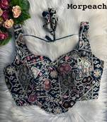 Teal partywear antique cording work corset style blouse for women