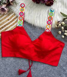 Red navratri special spaghetti style real mirror work blouse