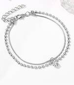 Silver plated cubic zirconia studded anklet payal jewellery for girls & women (px8al01s)