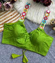 Green navratri special spaghetti style real mirror work blouse