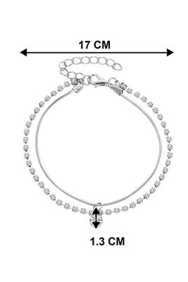 Silver plated cubic zirconia studded anklet payal jewellery for girls & women (px8al01s) 4