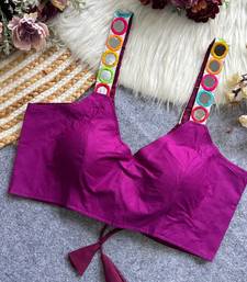 Purple navratri special spaghetti style real mirror work blouse