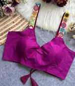 Purple navratri special spaghetti style real mirror work blouse