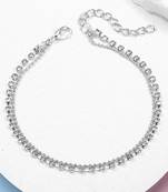 Silver plated cubic zirconia studded anklet stylish fancy payal gift for girls & women