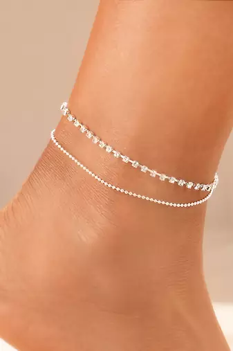 Silver plated cubic zirconia studded anklet stylish fancy payal gift for girls & women