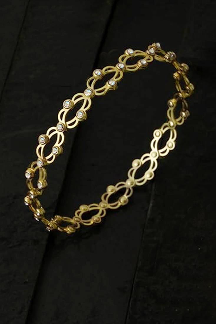 Gold plated cubic zirconia studded fancy charm bracelet cum ring jewellery for women & girls