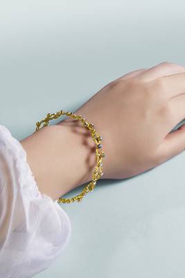 Gold plated cubic zirconia studded fancy charm bracelet cum ring jewellery for women & girls 2