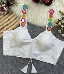 White navratri special spaghetti style real mirror work blouse