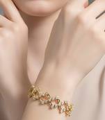 Gold plated crystals studded fancy bracelet cum ring fancy jewellery for women