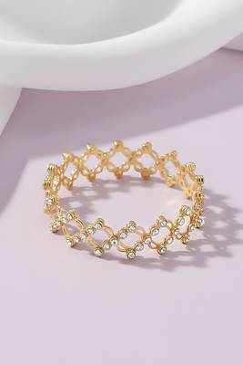 Gold plated crystals studded fancy bracelet cum ring fancy jewellery for women 2