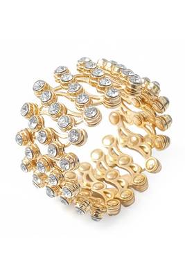 Gold plated crystals studded fancy bracelet cum ring fancy jewellery for women 3