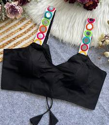 Black navratri special spaghetti style real mirror work blouse