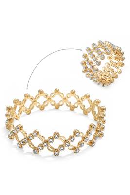 Gold plated crystals studded fancy bracelet cum ring fancy jewellery for women 5