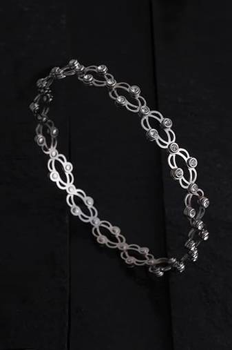 Silver plated cubic zirconia studded fancy charm bracelet cum ring jewellery for women & girls