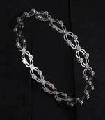 Silver plated cubic zirconia studded fancy charm bracelet cum ring jewellery for women & girls