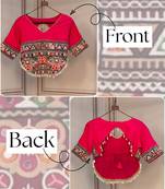 Pink kutchi gamthi embroidered roman blouse