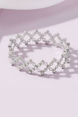 Silver plated crystals studded fancy bracelet cum ring jewellery for women 2
