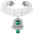 Silver plated faux emerald & beads studded necklace earrings set ethnic jewellery for women