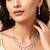 Silver plated cz studded layer necklace & drop earring sparkling jewellery set for women
