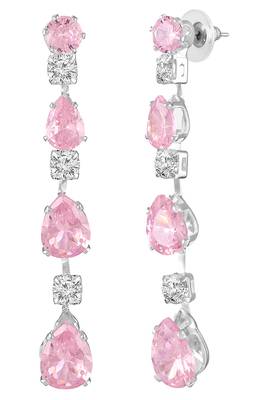 Silver plated cz studded layer necklace & drop earring sparkling jewellery set for women 5