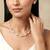 Gold plated pearl & cz studded necklace & stud earring elegant jewellery gift set for women