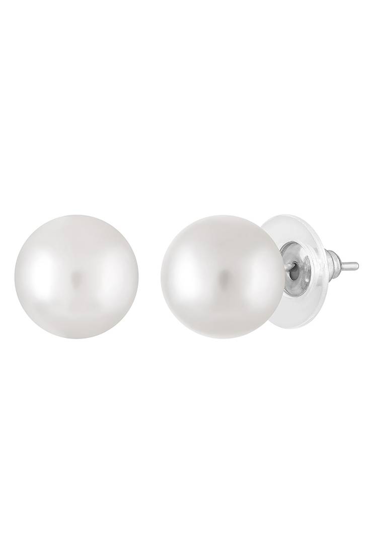 Gold plated pearl & cz studded necklace & stud earring elegant jewellery gift set for women