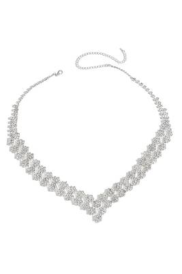 Silver plated cubic zirconia studded necklace earrings bracelet set jewellery for women 3