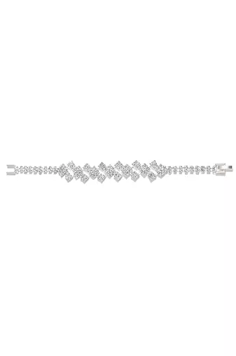 Silver plated cubic zirconia studded necklace earrings bracelet set jewellery for women