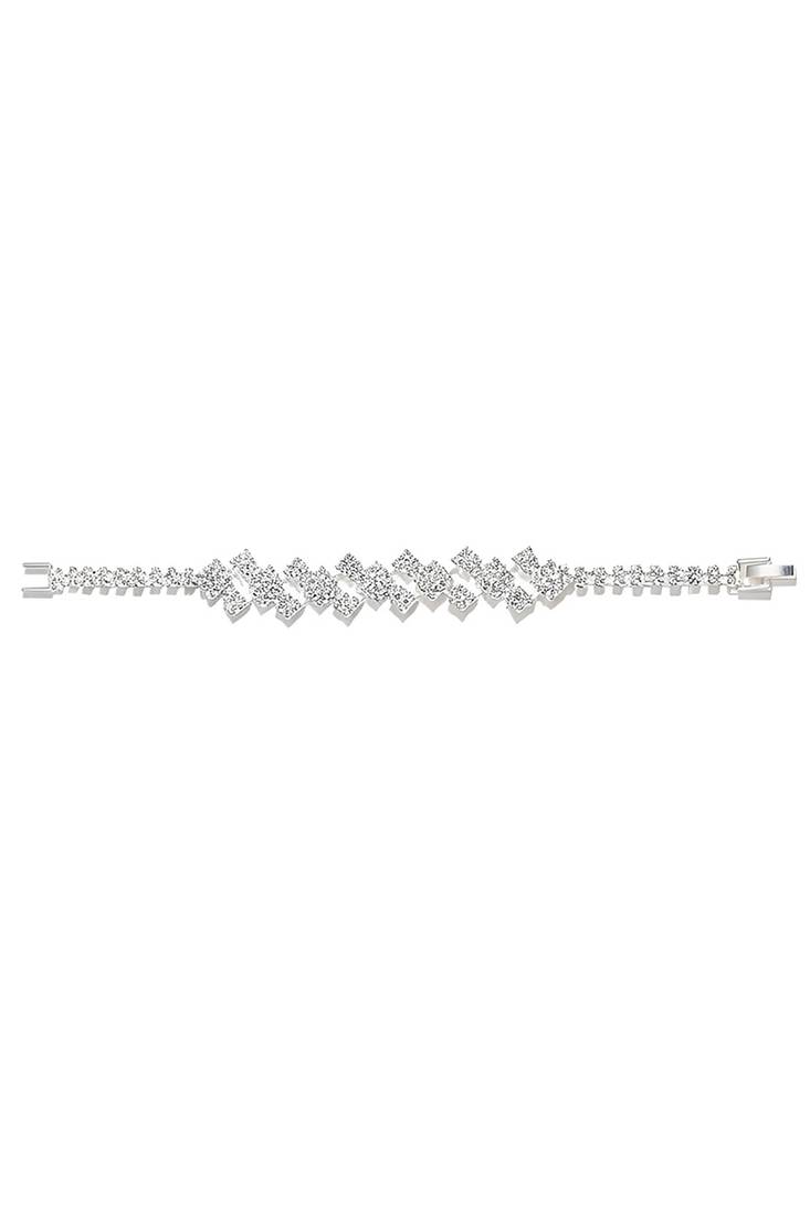 Silver plated cubic zirconia studded necklace earrings bracelet set jewellery for women