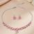 Silver plated pink crystal studded necklace earrings set contemporary jewellery for women