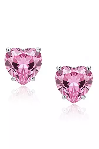 Silver plated pink crystal studded necklace earrings set contemporary jewellery for women