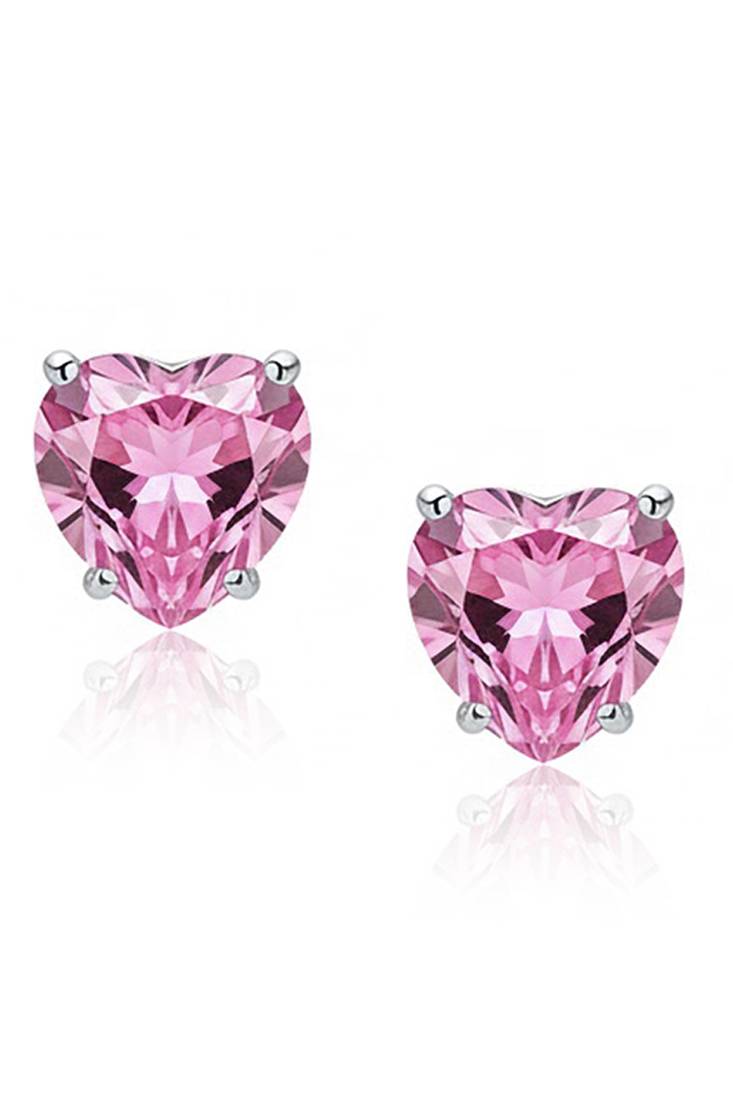 Silver plated pink crystal studded necklace earrings set contemporary jewellery for women
