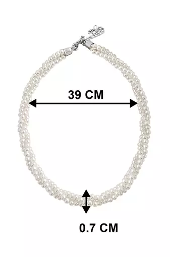 Silver plated white beads studded necklace stylish casual jewellery for women & girls (px9n56)