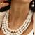Silver plated pearl studded 3 layer necklace drop earrings set fashion jewellery for women