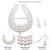 Silver plated pearl studded 3 layer necklace drop earrings set fashion jewellery for women