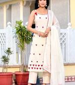 Off white cotton spaghetti strap suit set 