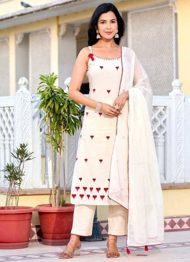 Off white cotton spaghetti strap suit set 
