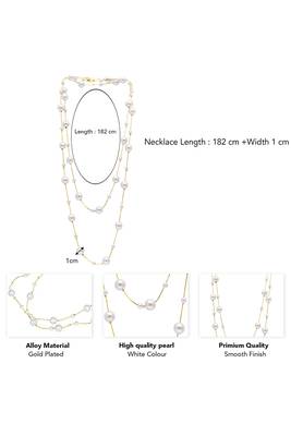 Gold plated white pearl studded 3 layer necklace stylish jewellery gift for women & girls 3