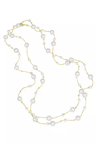 Gold plated white pearl studded 3 layer necklace stylish jewellery gift for women & girls