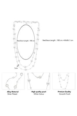 Silver plated white pearl studded 2 layer necklace stylish jewellery gift for women & girls 4
