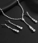 Silver plated crystal studded necklace earrings set fancy contemporary jewellery for women