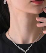 Silver plated crystal & cz studded necklace and drop earrings jewellery set for women