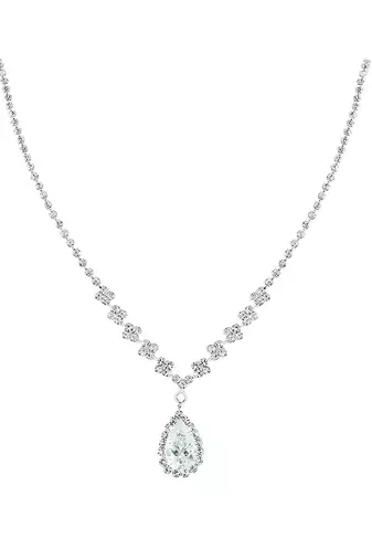 Silver plated crystal & cz studded necklace and drop earrings jewellery set for women