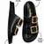 Black buckle detail faux leather cloud comfort flats for women