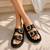 Black buckle detail faux leather cloud comfort flats for women